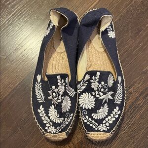 Soludos Embroidered Navy Espadrilles
